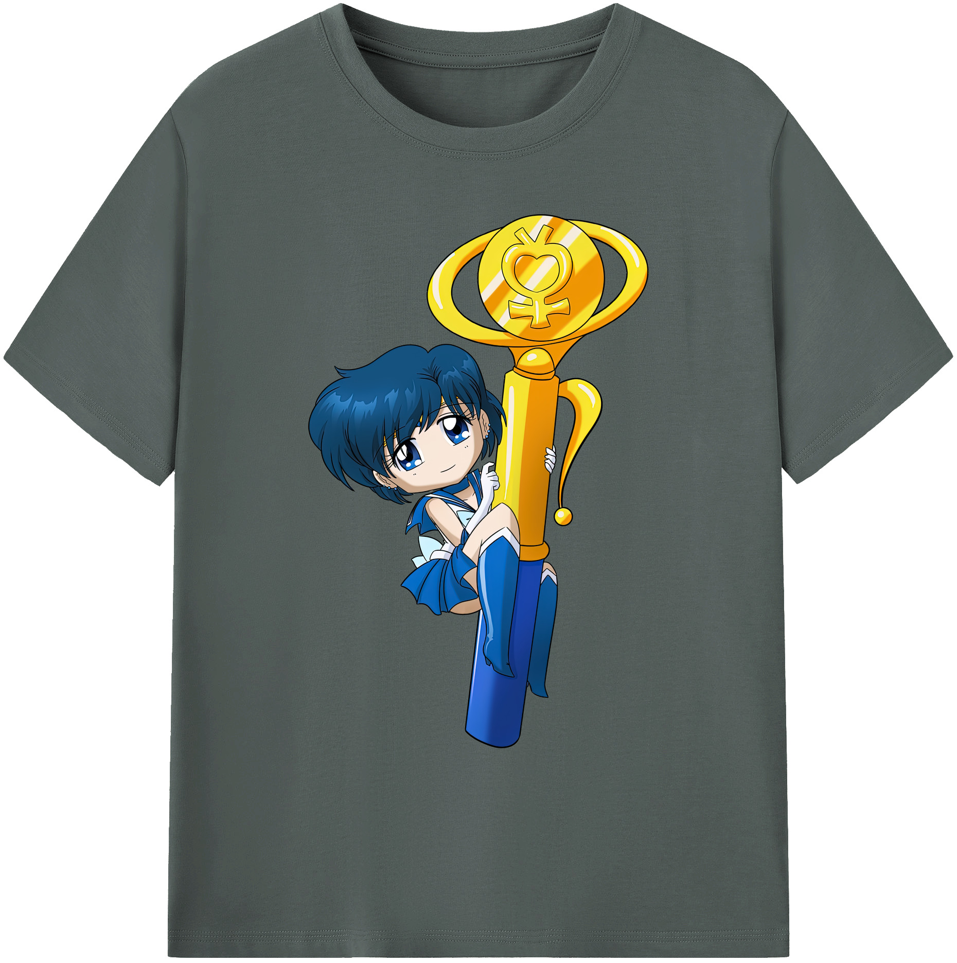（画像用） 美少女戦士セーラームーン 水野 亜美 みずの あみ Sailor Moon Mizuno Ami 綿100％ メンズ半袖Tシャツ｜肌触りやわらか＆通気性